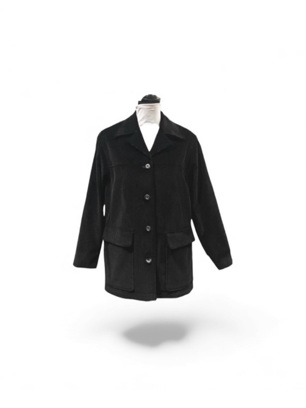 Liz Claiborne black corduroy normcore button front gorpcore shacket jacket small